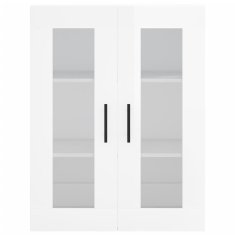 Vidaxl Visoka komoda visok sijaj bela 69,5x34x180 cm inženirski les