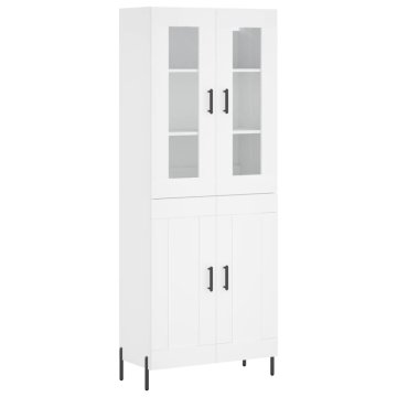 Vidaxl Visoka omara bela 69,5x34x180 cm inženirski les