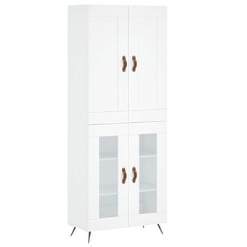 Vidaxl Visoka omara bela 69,5x34x180 cm inženirski les