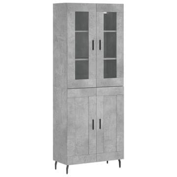 Vidaxl Visoka komoda betonsko siva 69,5x34x180 cm inženirski les