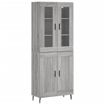 Vidaxl Visoka komoda siva sonoma 69,5x34x180 cm inženirski les