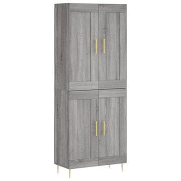 Vidaxl Visoka komoda siva sonoma 69,5x34x180 cm inženirski les
