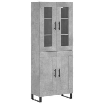Vidaxl Visoka komoda betonsko siva 69,5x34x180 cm inženirski les