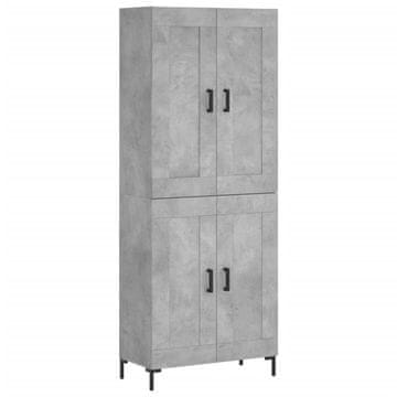 Vidaxl Visoka komoda betonsko siva 69,5x34x180 cm inženirski les