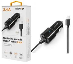 Aligator Avtopolnilec USB-C z USB TCH 2,4A črn