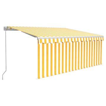 Vidaxl Ročno zložljiva tenda s senčilom 3x2,5 m rumena in bela