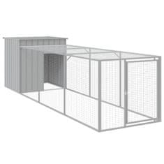 Vidaxl Kokošnjak z izhodom svetlo siv 110x405x110 cm pocinkano jeklo