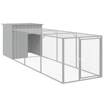 Vidaxl Kokošnjak z izhodom svetlo siv 110x405x110 cm pocinkano jeklo