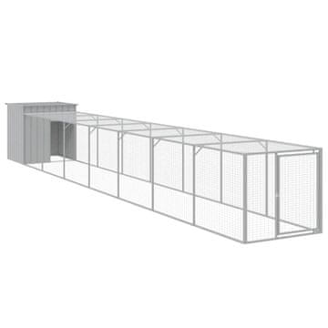 Vidaxl Kokošnjak z izhodom svetlo siv 110x813x110 cm pocinkano jeklo