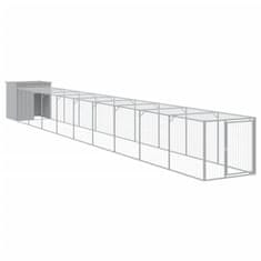 Vidaxl Kokošnjak z izhodom svetlo siv 110x1017x110 cm pocinkano jeklo