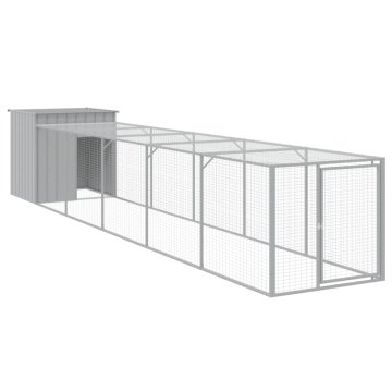 Vidaxl Kokošnjak z izhodom svetlo siv 110x609x110 cm pocinkano jeklo
