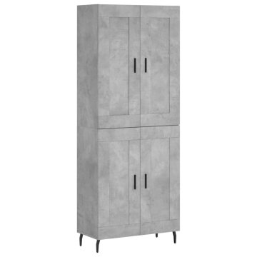 Vidaxl Visoka komoda betonsko siva 69,5x34x180 cm inženirski les