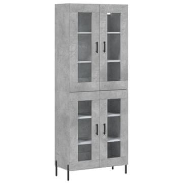 Vidaxl Visoka komoda betonsko siva 69,5x34x180 cm inženirski les