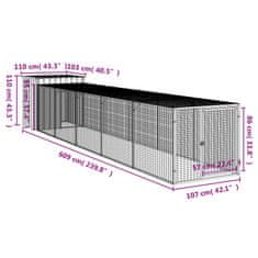 Vidaxl Kokošnjak z izhodom svetlo siv 110x609x110 cm pocinkano jeklo