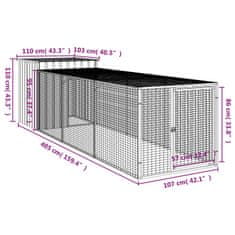 shumee Kokošnjak z izhodom antraciten 110x405x110 cm pocinkano jeklo