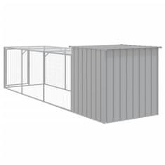 Vidaxl Kokošnjak z izhodom svetlo siv 110x405x110 cm pocinkano jeklo