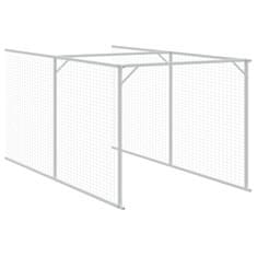 Vidaxl Pasja uta z izhodom svetlo siva 110x405x110 cm pocinkano jeklo