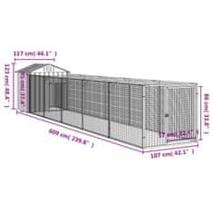 Vidaxl Pasja uta s streho antracitna 117x609x123 cm pocinkano jeklo