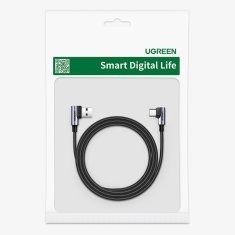 Ugreen Kabel z kotnim priključkom USB-C - USB 2.0 480 Mb/s 3 A 3 m črn