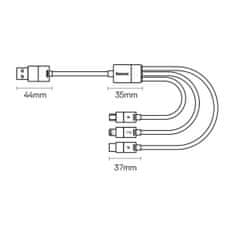 BASEUS Kabel za telefon StarSpeed 3v1 USB - micro USB / iPhone Lightning / USB-C 1,2 m - črn