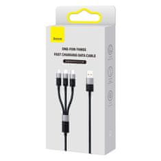 BASEUS Kabel za telefon StarSpeed 3v1 USB - micro USB / iPhone Lightning / USB-C 1,2 m - črn