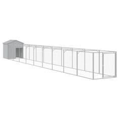 Vidaxl Pasja uta s streho svetlo siva 117x1017x123 cm pocinkano jeklo
