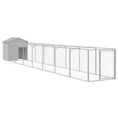 Vidaxl Pasja uta s streho svetlo siva 117x813x123 cm pocinkano jeklo