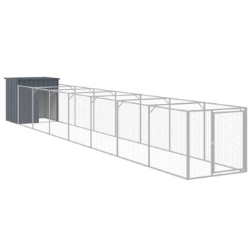 Vidaxl Pasja uta z izhodom antracitna 110x813x110 cm pocinkano jeklo