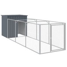 Vidaxl Pasja uta z izhodom antracitna 110x405x110 cm pocinkano jeklo