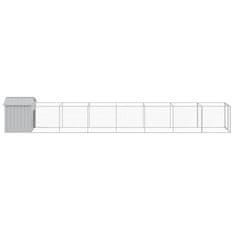 Vidaxl Pasja uta s streho svetlo siva 117x813x123 cm pocinkano jeklo