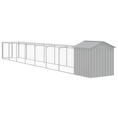 Vidaxl Pasja uta s streho svetlo siva 117x813x123 cm pocinkano jeklo
