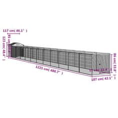 Vidaxl Pasja uta s streho antracitna 117x1221x123 cm pocinkano jeklo