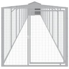 Vidaxl Pasja uta s streho svetlo siva 117x1221x123 cm pocinkano jeklo