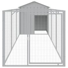 Vidaxl Pasja uta s streho svetlo siva 117x405x123 cm pocinkano jeklo