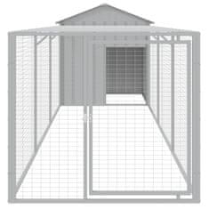Vidaxl Kokošnjak z izhodom svetlo siv 117x405x123 cm pocinkano jeklo