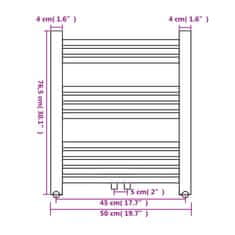 Vidaxl Kopalniški cevni radiator za centralno ogrevanje raven 500x764 mm