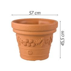 botle Cvetlični lonec z vzorcem 57 cm V: 45,5 cm prostornina: 65 L okrogel terakota lonec za rastline lonec za rastline terasa vrt balkon eleganten eleganten zunanji UV odporen notranji