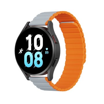 slomart Univerzalni magnetni trak samsung galaxy watch 6 pro / 6 / 6 classic / 5 pro / 5 / 5 classic dux ducis strap (20mm različica) - sivo-oranžna