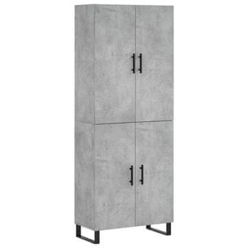Vidaxl Visoka komoda betonsko siva 69,5x34x180 cm inženirski les