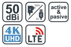 Evolveo Xany 1, 230/5V, aktivna sobna antena DAB+/DVB-T2, LTE,4G,5G filter