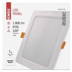 Emos LED panel RUBIC, vgradni, okrogli, bel, 18W, nevtralno bela