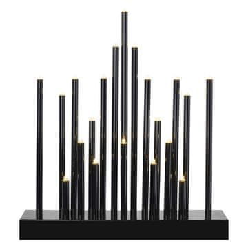 Emos LED svečnik črn , 27,5 cm, 3x AA, notranji, topla bela, časovnik