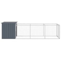 Vidaxl Pasja uta z izhodom antracitna 110x405x110 cm pocinkano jeklo