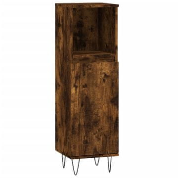 Vidaxl Kopalniška omarica dimljeni hrast 30x30x100 cm inženirski les