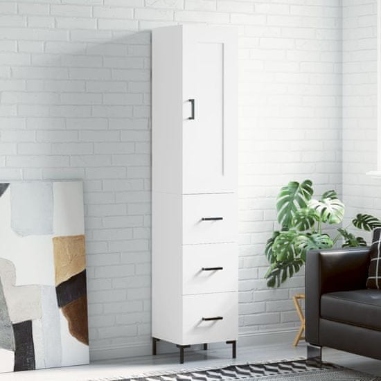 Vidaxl Visoka omara bela 34,5x34x180 cm inženirski les