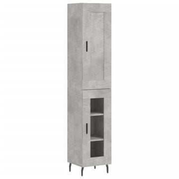 Vidaxl Visoka omara betonsko siva 34,5x34x180 cm inženirski les