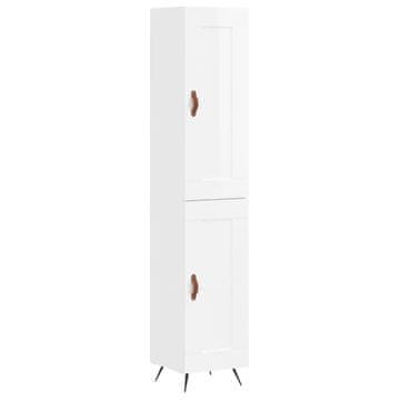 Vidaxl Visoka omara visok sijaj bela 34,5x34x180 cm inženirski les
