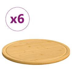 Greatstore Deske za rezanje 6 kosov Ø40x1,5 cm bambus