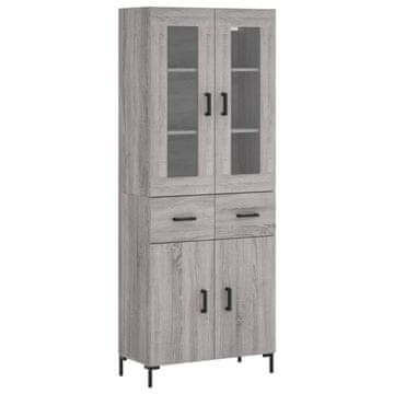 Vidaxl Visoka komoda siva sonoma 69,5x34x180 cm inženirski les