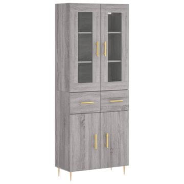 Vidaxl Visoka komoda siva sonoma 69,5x34x180 cm inženirski les